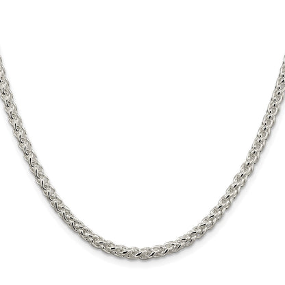 Sterling Silver Rhodium-plated 4mm Round Spiga Chain Necklace 20"