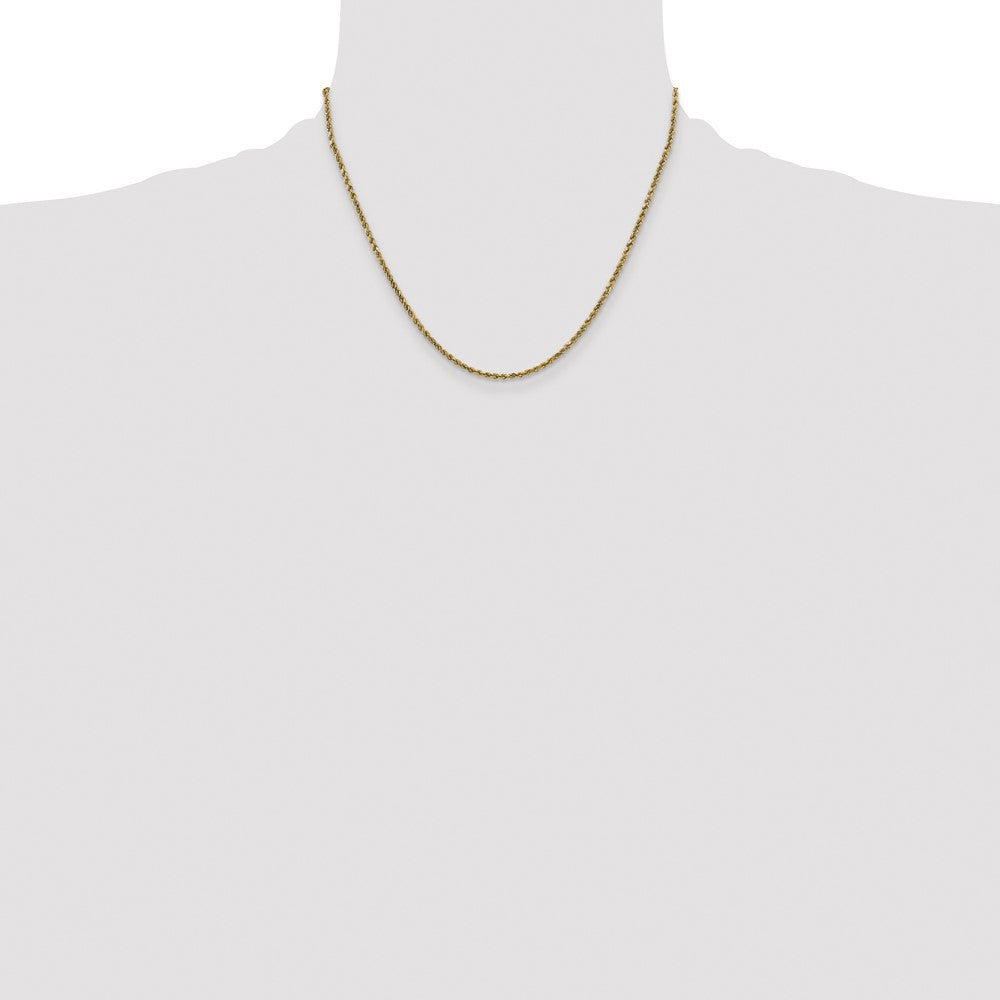 14k Yellow Gold 2.25mm Semi Solid Diamond-cut Rope Chain Necklace 18"