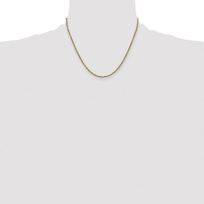 14k Yellow Gold 2.25mm Semi Solid Diamond-cut Rope Chain Necklace 18"