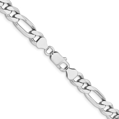 Sterling Silver Rhodium-plated 7.75mm Figaro Chain Necklace 28"
