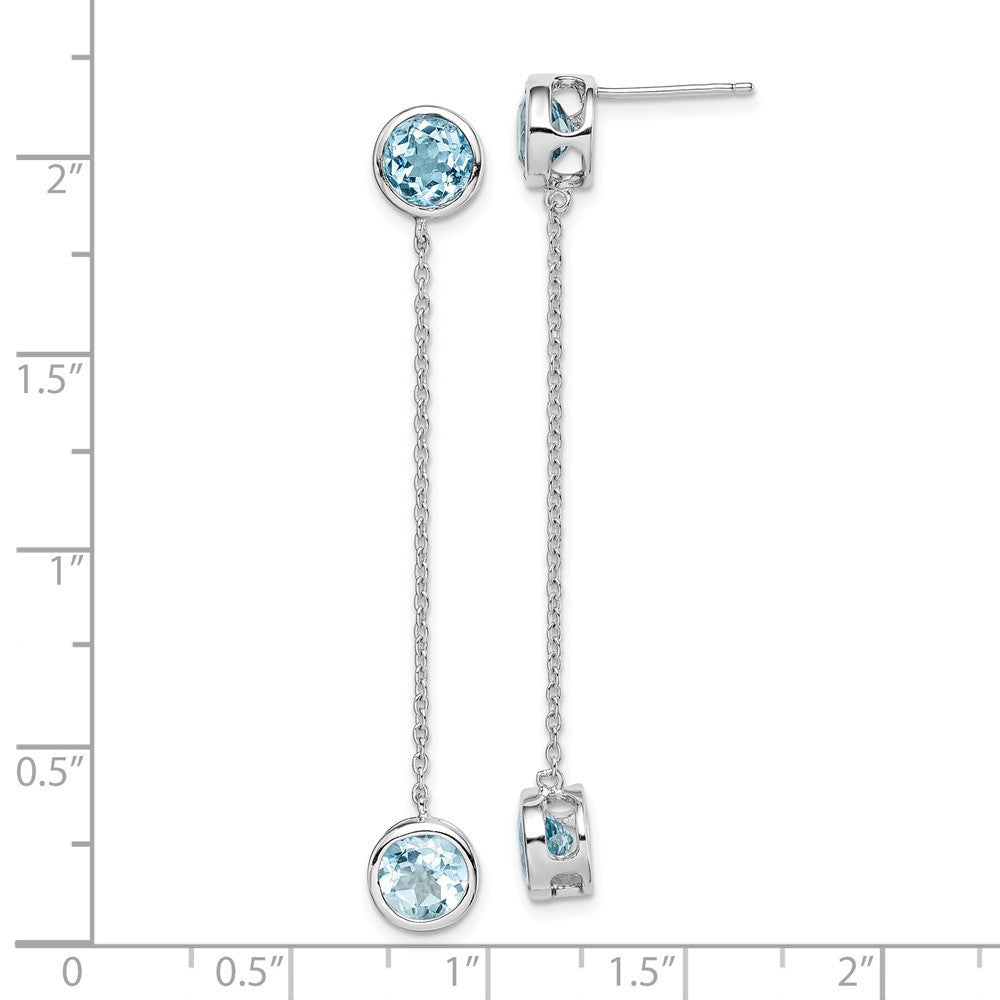 Sterling Silver Rhodium-plated Blue Topaz Chain Dangle Earrings