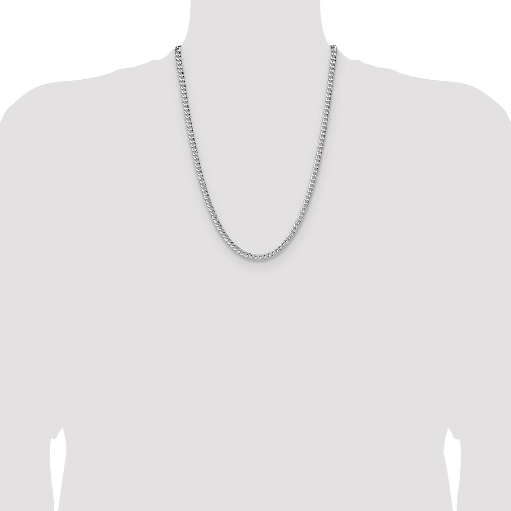 Sterling Silver 4.75mm Hammered Curb Chain Necklace 24"