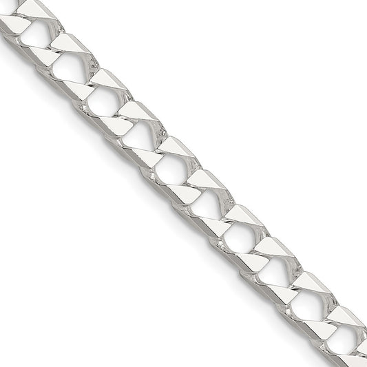 Sterling Silver 5.75mm Diamond-Cut Square Curb Chain Necklace 20"