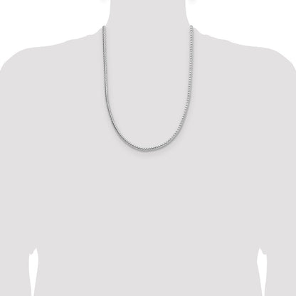 Sterling Silver 3.8mm Diamond-cut Round Franco Chain Necklace 24"
