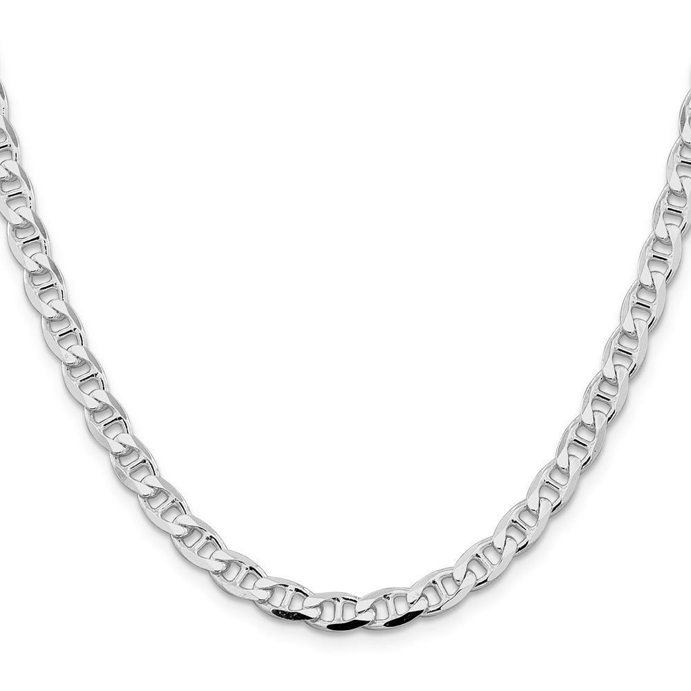 Sterling Silver 5.7mm Diamond-Cut Flat Anchor Curb Chain Necklace 24"