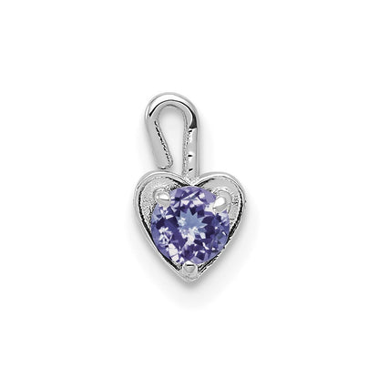 14k White Gold June Synthetic Birthstone Heart Charm Pendant