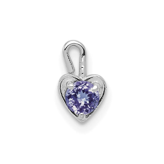 14k White Gold June Synthetic Birthstone Heart Charm Pendant