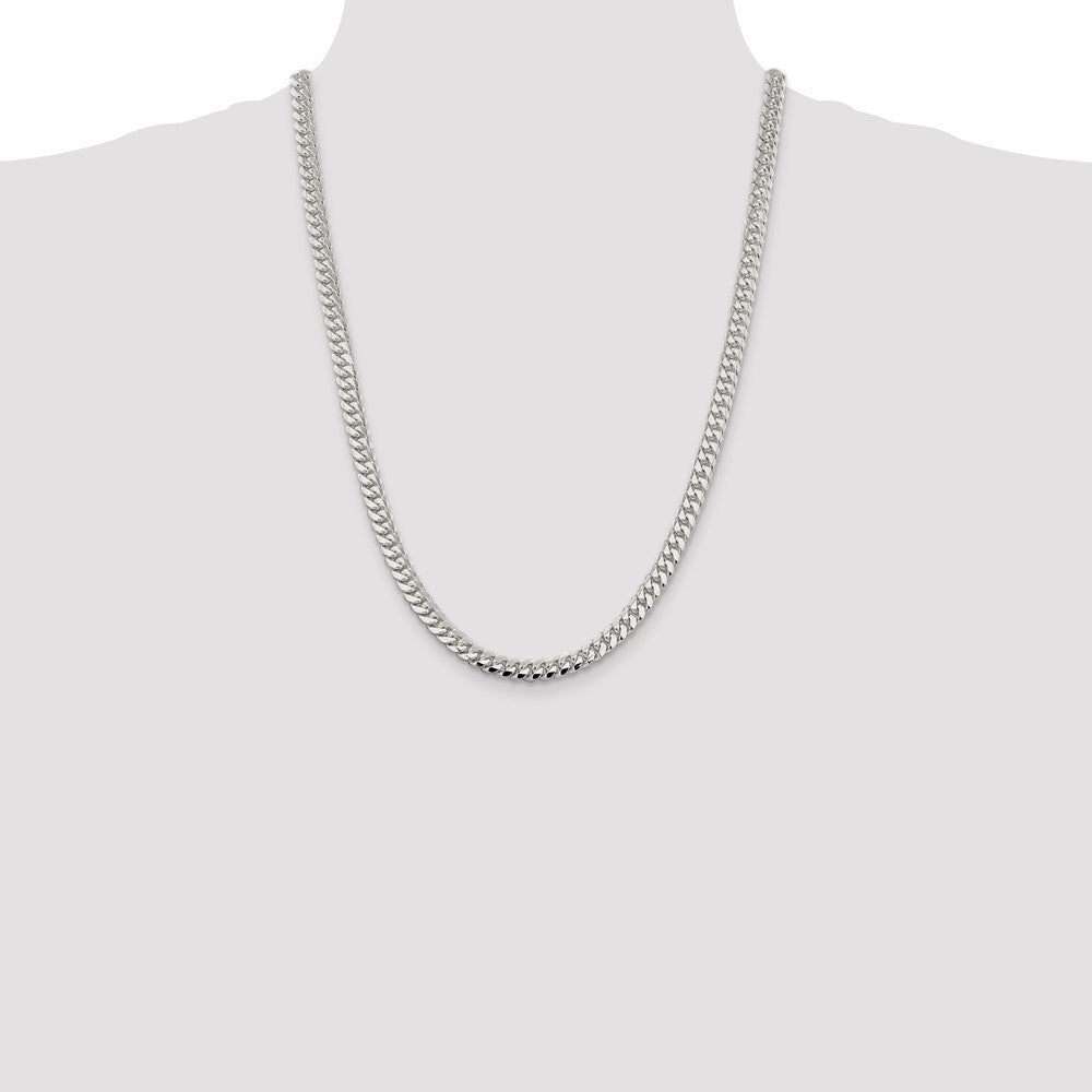 Sterling Silver 6.4mm Polished Domed Curb Chain Necklace 24"