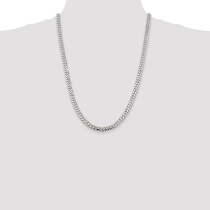Sterling Silver 6.4mm Polished Domed Curb Chain Necklace 24"