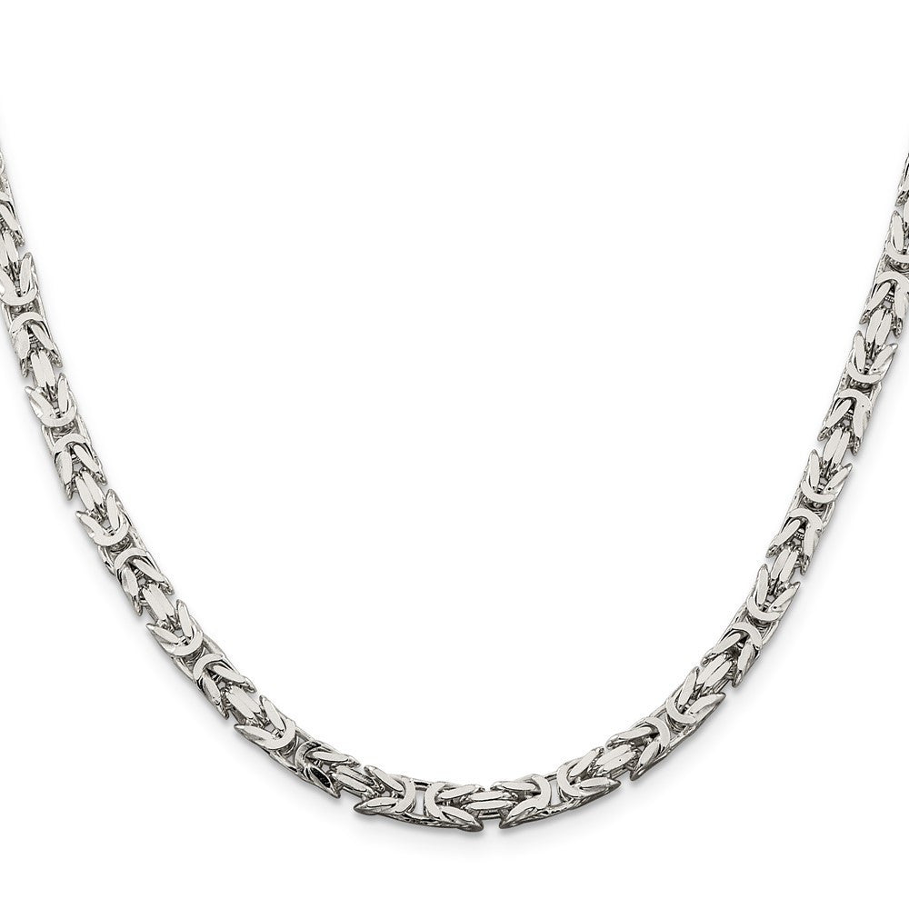 Sterling Silver 4.25mm Byzantine Chain Necklace 20"