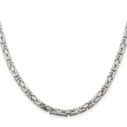 Sterling Silver 4.25mm Byzantine Chain Necklace 20"