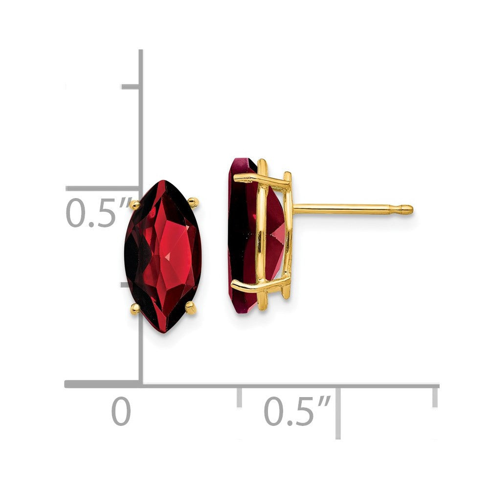 14k Yellow Gold Garnet Marquise Earring