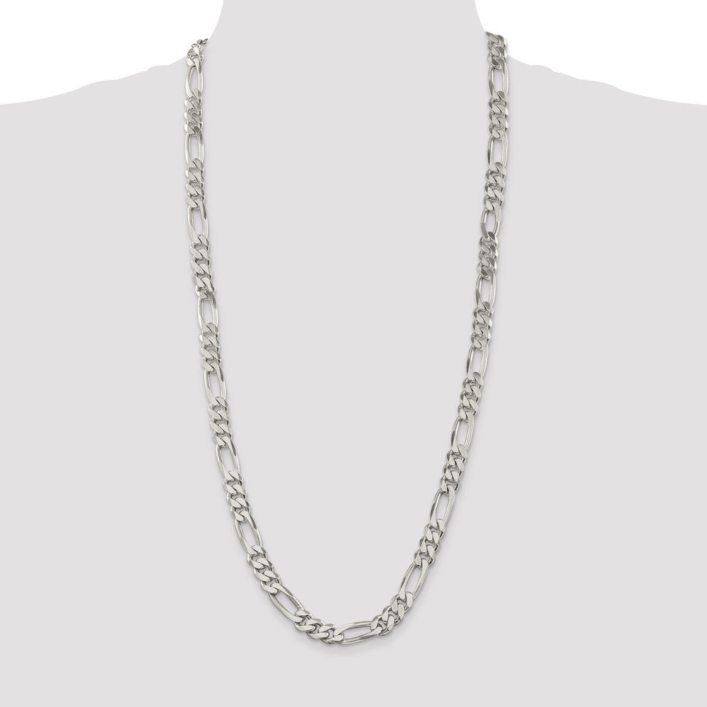 Sterling Silver 9mm Figaro Chain Necklace 30"