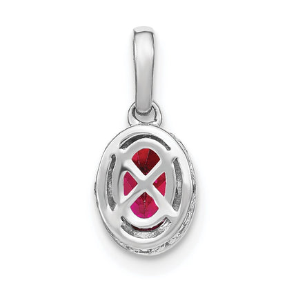 14k White Gold Oval Ruby and Diamond Pendant