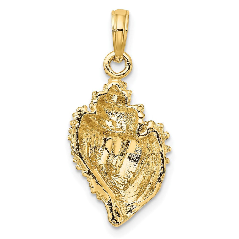 14k Yellow Gold Textured Conch Shell Charm Pendant