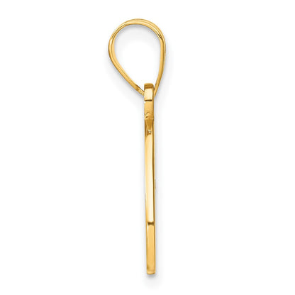 14k Yellow Gold Script Letter O Initial Pendant with Diamond