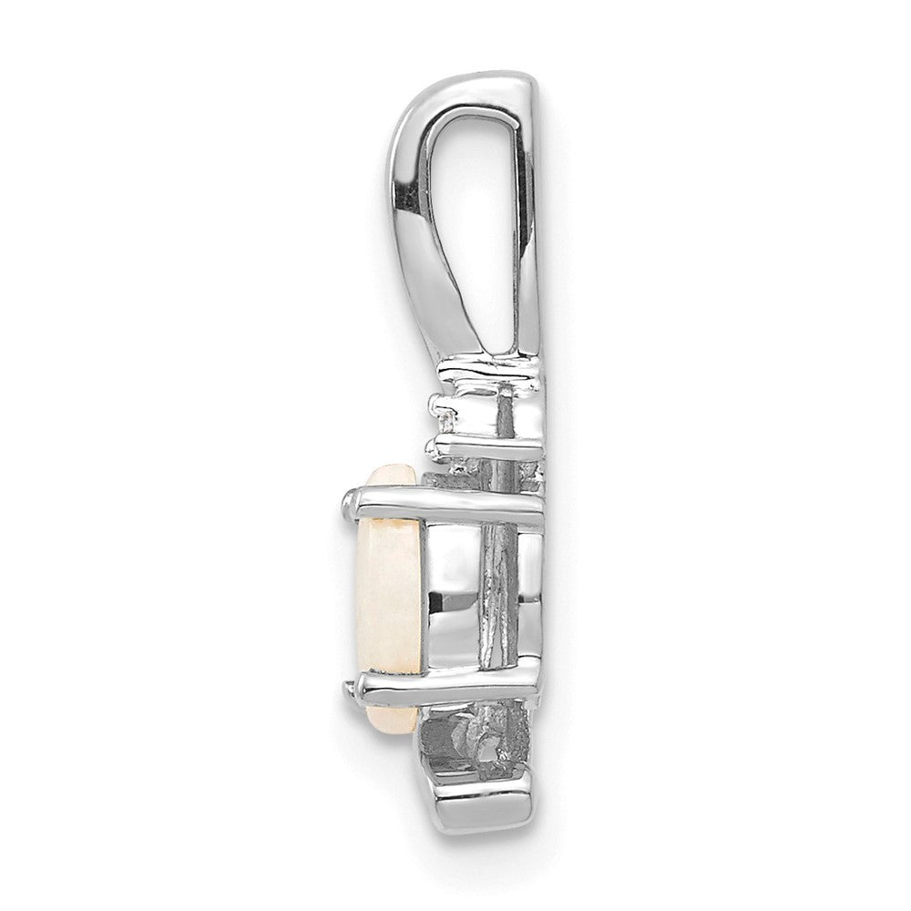 14k White Gold Opal and Diamond Pendant