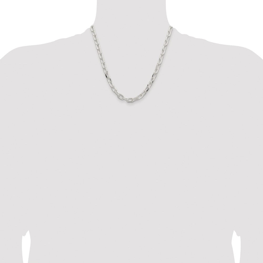 Sterling Silver 7.5mm Diamond-cut Long Link Cable Chain Necklace 20"
