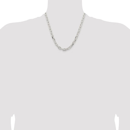 Sterling Silver 7.5mm Diamond-cut Long Link Cable Chain Necklace 20"
