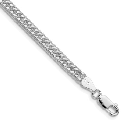 Sterling Silver Rhodium-plated Double Diamond-cut Curb Chain Necklace 22"