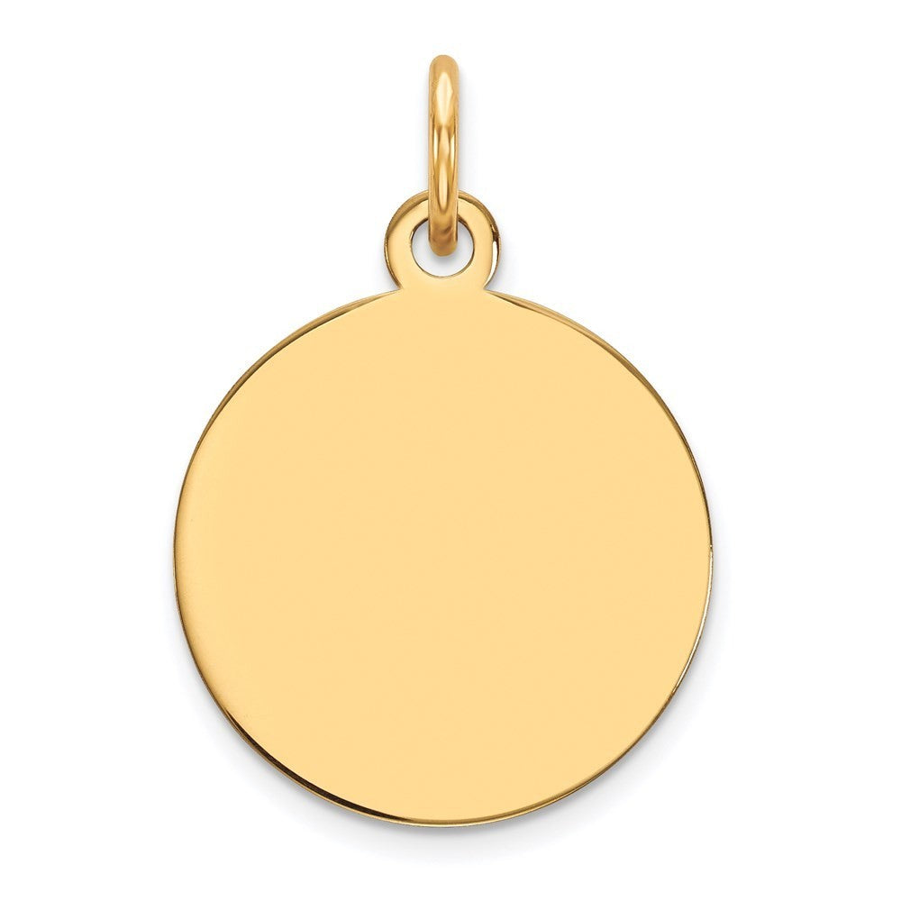 14k Yellow Gold Plain .018 Gauge Circular Engravable Disc Charm Pendant