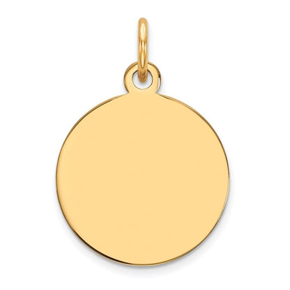 14k Yellow Gold Plain .018 Gauge Circular Engravable Disc Charm Pendant