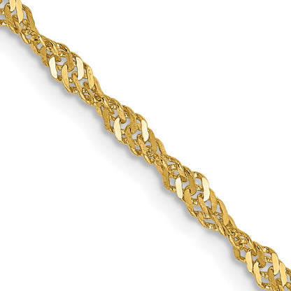 14k Yellow Gold 2mm Singapore with Lobster Clasp Chain Necklace 16"