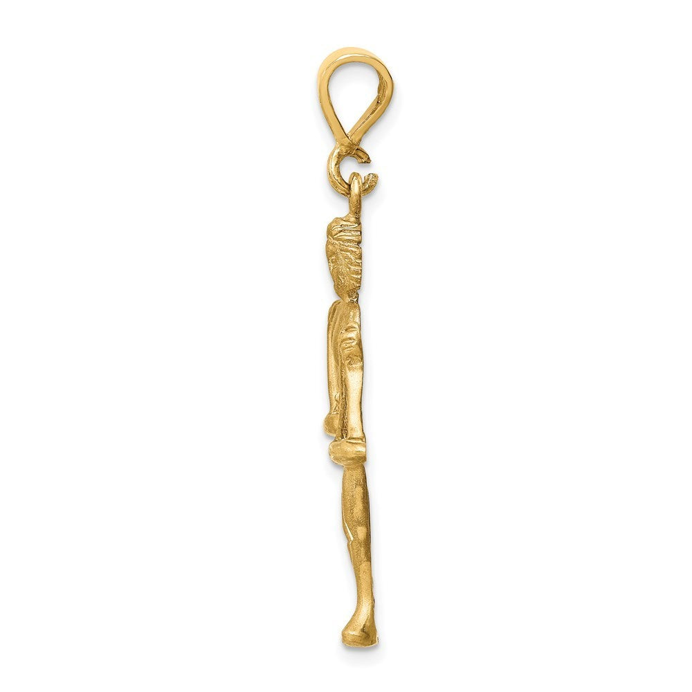 14k Yellow Gold Satin Diamond-cut Libra Zodiac Charm Pendant