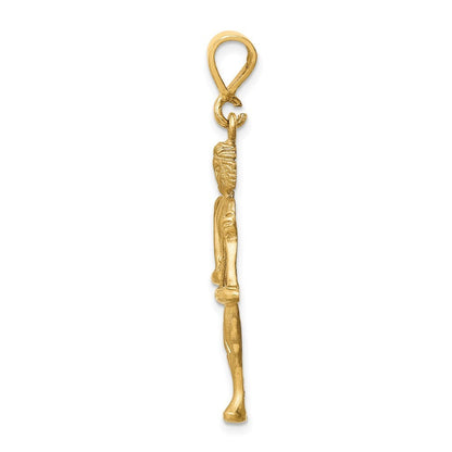 14k Yellow Gold Satin Diamond-cut Libra Zodiac Charm Pendant