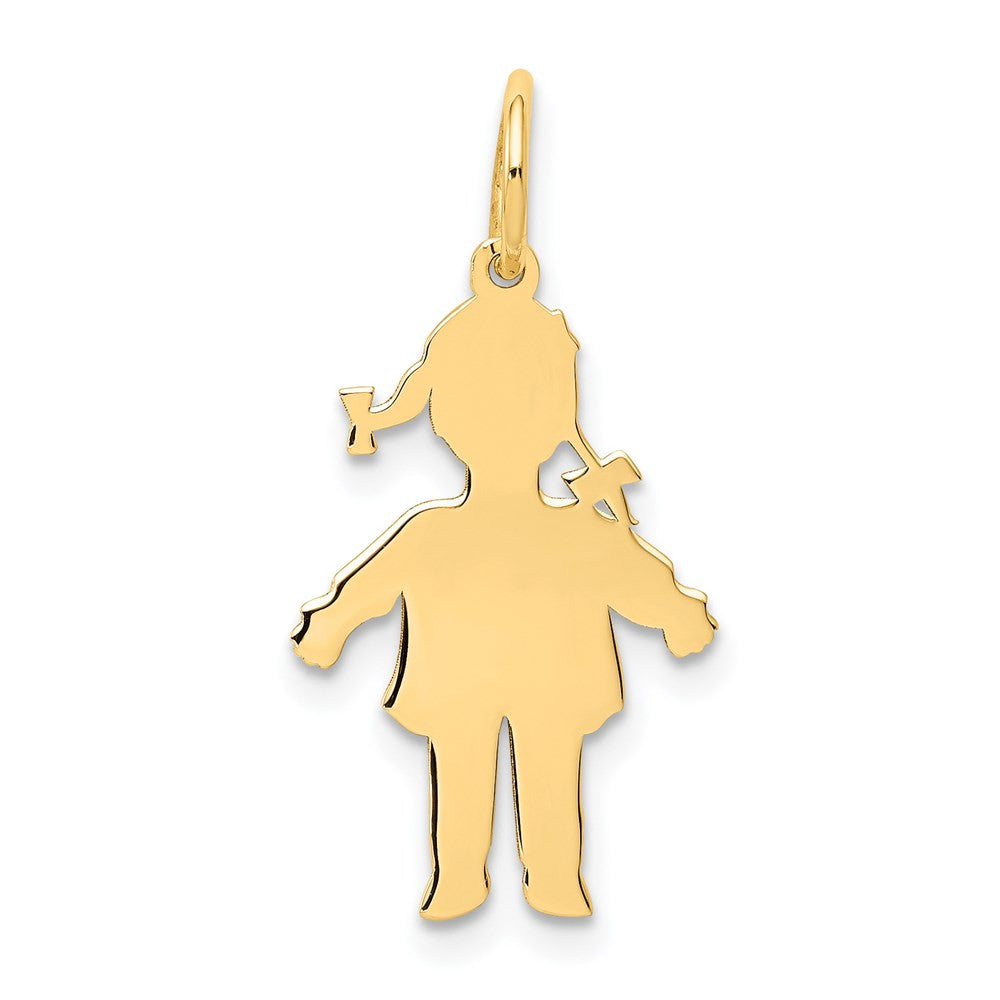 14k Yellow Gold Plain Polished Small Girl Charm Pendant