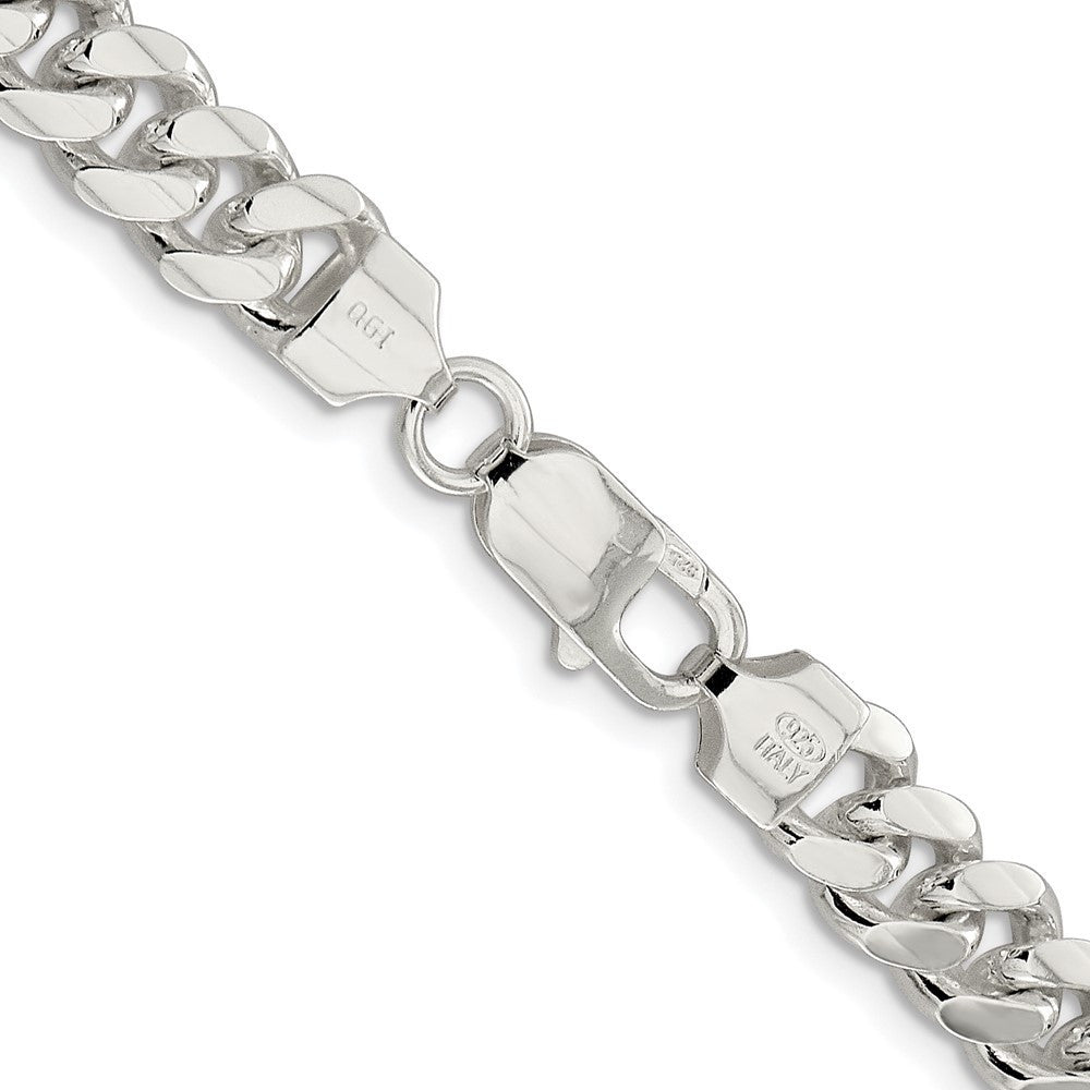 Sterling Silver Rhodium-plated 7.8mm Polished Domed Curb Chain Necklace 20"
