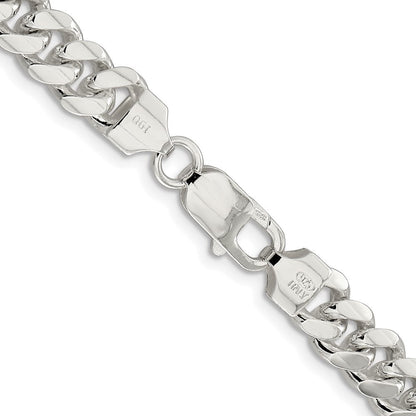 Sterling Silver Rhodium-plated 7.8mm Polished Domed Curb Chain Necklace 20"