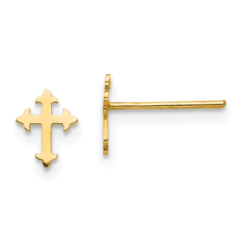 14k Yellow Gold Madi K Polished Cross Stud Earrings