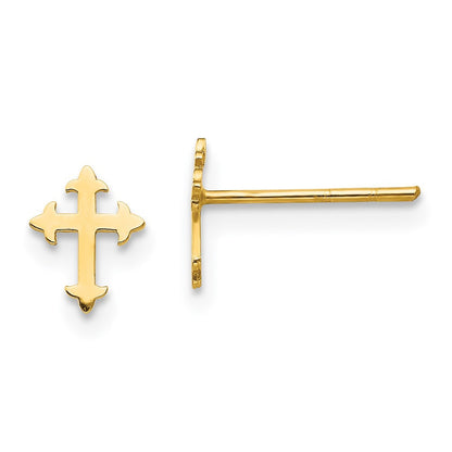 14k Yellow Gold Madi K Polished Cross Stud Earrings
