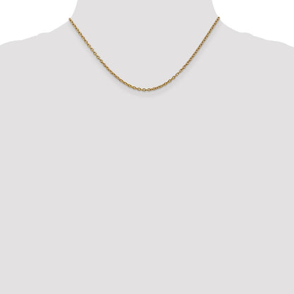 14k Yellow Gold 2.4mm Round Open Link Cable Chain Necklace 16"