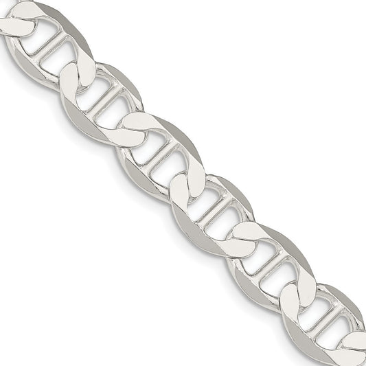 Sterling Silver 9.95mm Flat Anchor Chain Necklace 26"