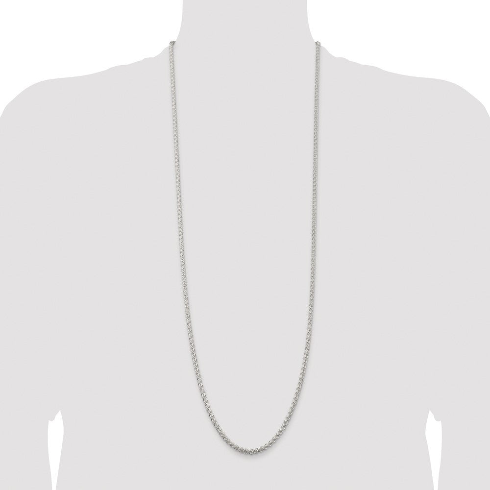 Sterling Silver Rhodium-plated 3mm Round Spiga Chain Necklace 36"
