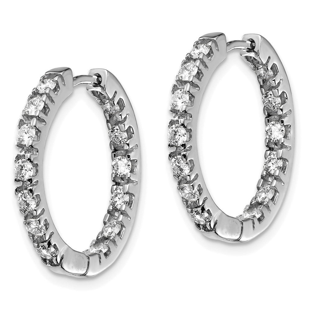 14k White Gold AA Diamond Hinged Hoop Earrings