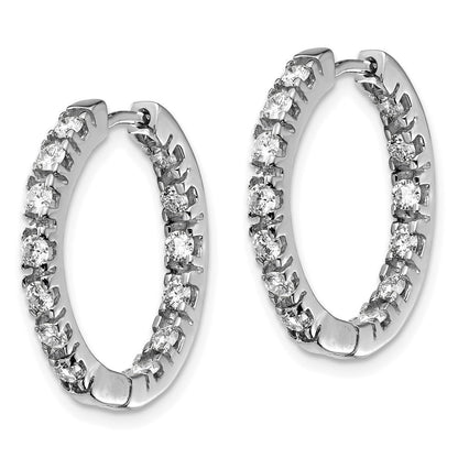 14k White Gold AA Diamond Hinged Hoop Earrings