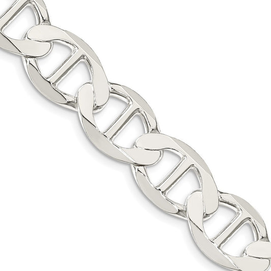 Sterling Silver 12.3mm Flat Anchor Chain Necklace 22"