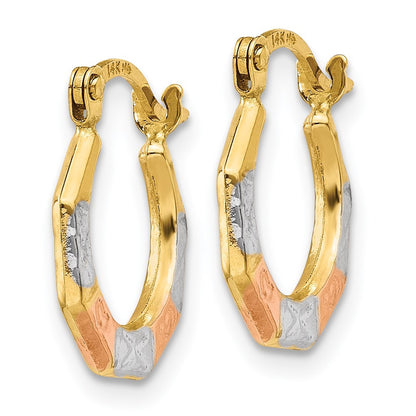 14k Yellow Gold & White and Rose Rhodium Hoop Earrings