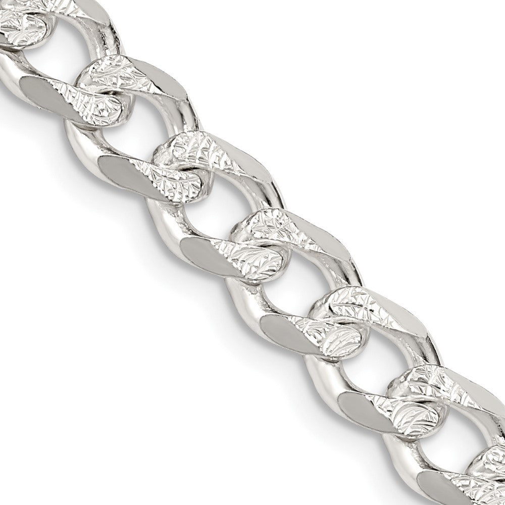 Sterling Silver 7.5mm Pave Curb Chain Necklace 22"