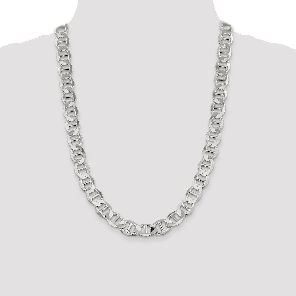 Sterling Silver 12.3mm Flat Anchor Chain Necklace 24"