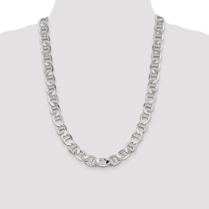 Sterling Silver 12.3mm Flat Anchor Chain Necklace 24"