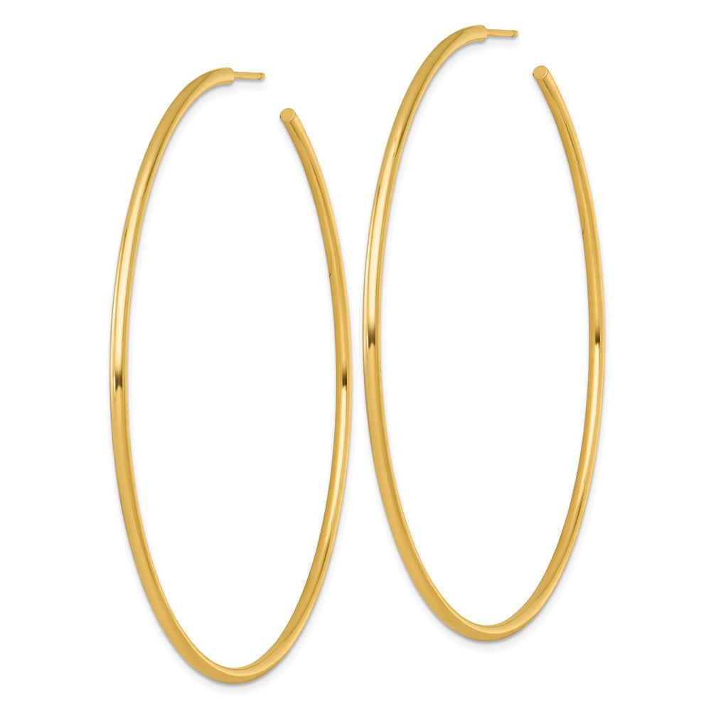 14k Yellow Gold Polished 2.0 x 75mm Tube C-Hoop Earrings