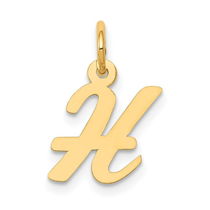 14k Yellow Gold Small Script Letter H Initial Charm Pendant