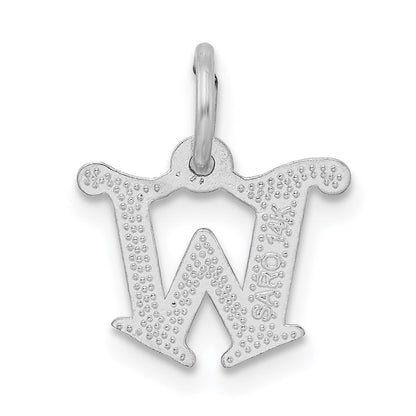 14k White Gold Diamond-cut Letter W Initial Charm Pendant