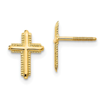 14k Yellow Gold Madi K Cross Stud Earrings