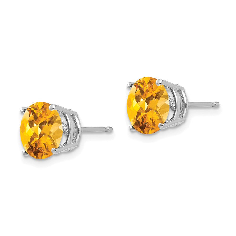 14k White Gold 8mm Citrine Stud Earrings