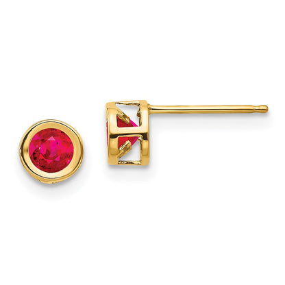 14k Yellow Gold Ruby Stud Earrings - July